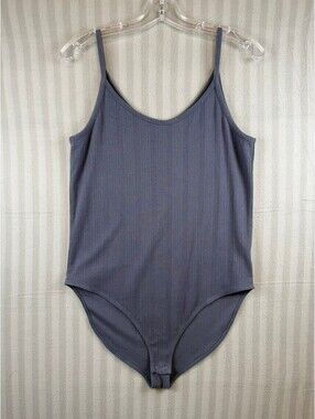 GAP Women's Large Ribbed Spandex Sleeveless Bodysuit in Slate